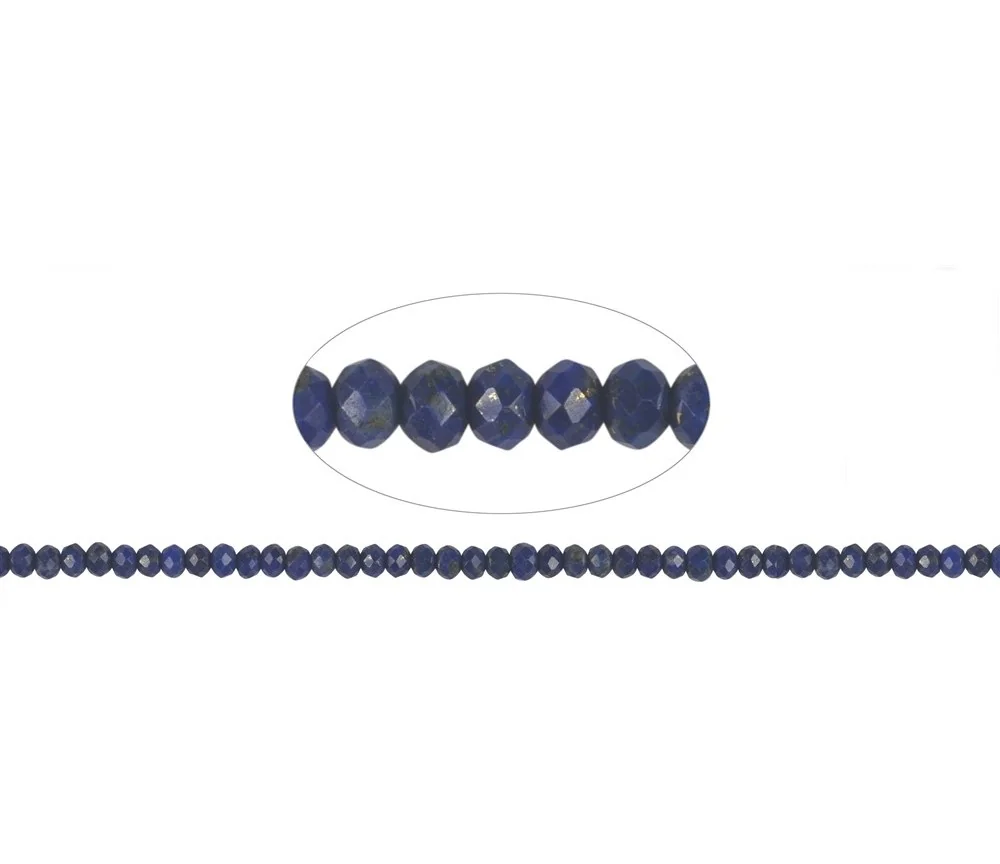 Heilstein & Edelstein-Strang - Button, Lapis Lazuli A+, facettiert, 03 x 05mm