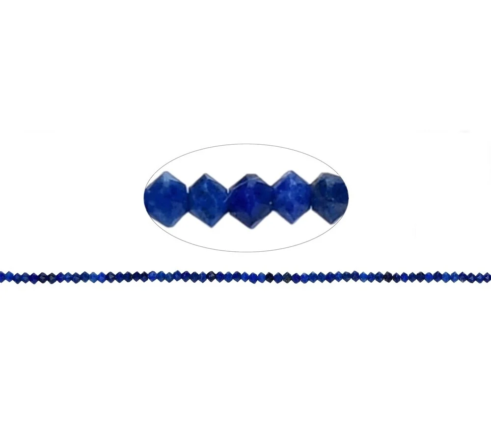 Heilstein & Edelstein-Strang - Button/Disc, Lapis Lazuli, facettiert, 01 x 02mm