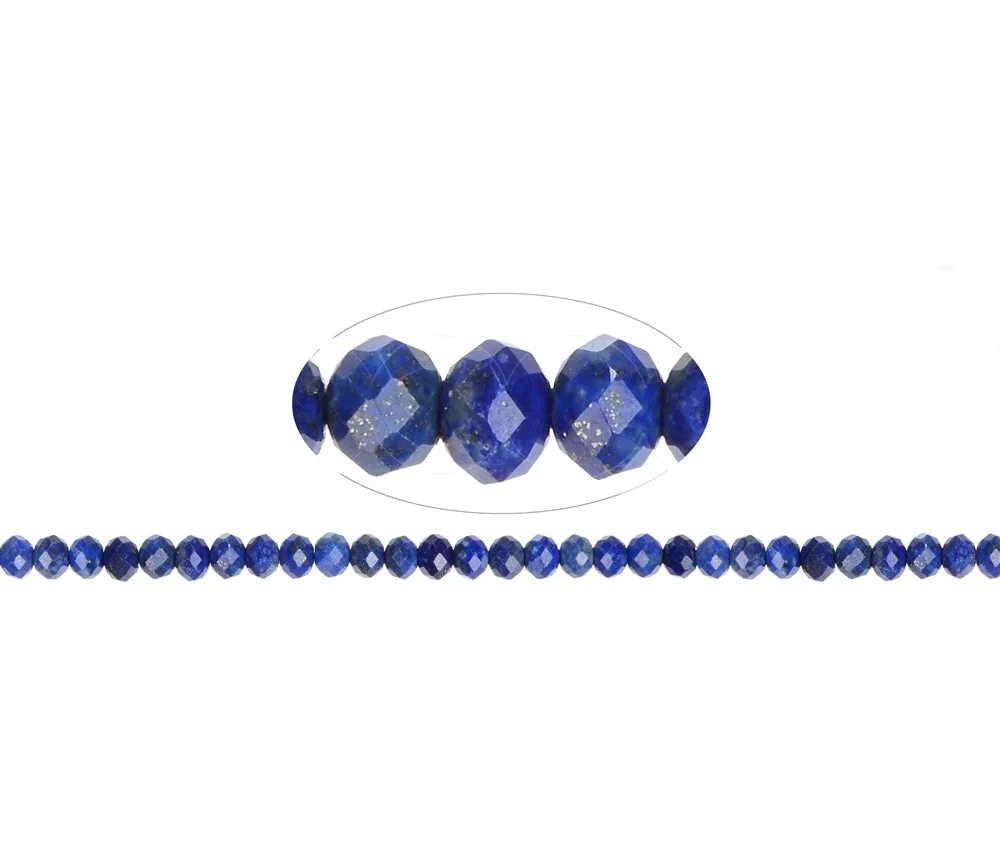 Heilstein & Edelstein-Strang - Button, Lapis Lazuli, facettiert, 05 x 07mm (39cm)