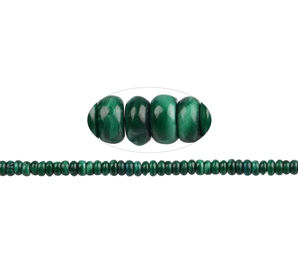 Heilstein & Edelstein-Strang - Button, Malachit (stab.), 03 x 06mm