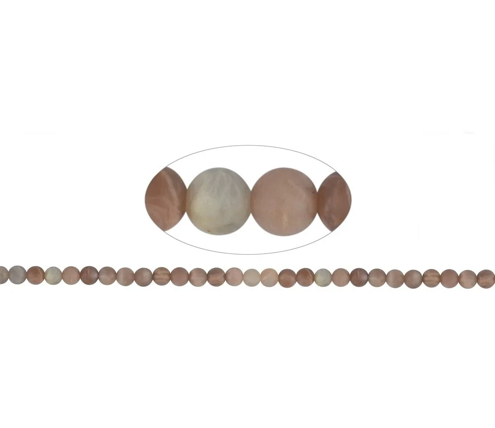 Heilstein & Edelstein-Strang - Kugeln, Mondstein (bunt), matt, 06mm
