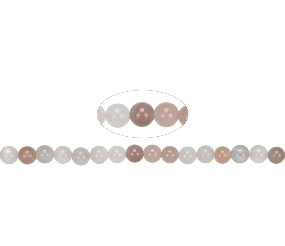 Heilstein & Edelstein-Strang - Kugeln, Mondstein (bunt), 06mm