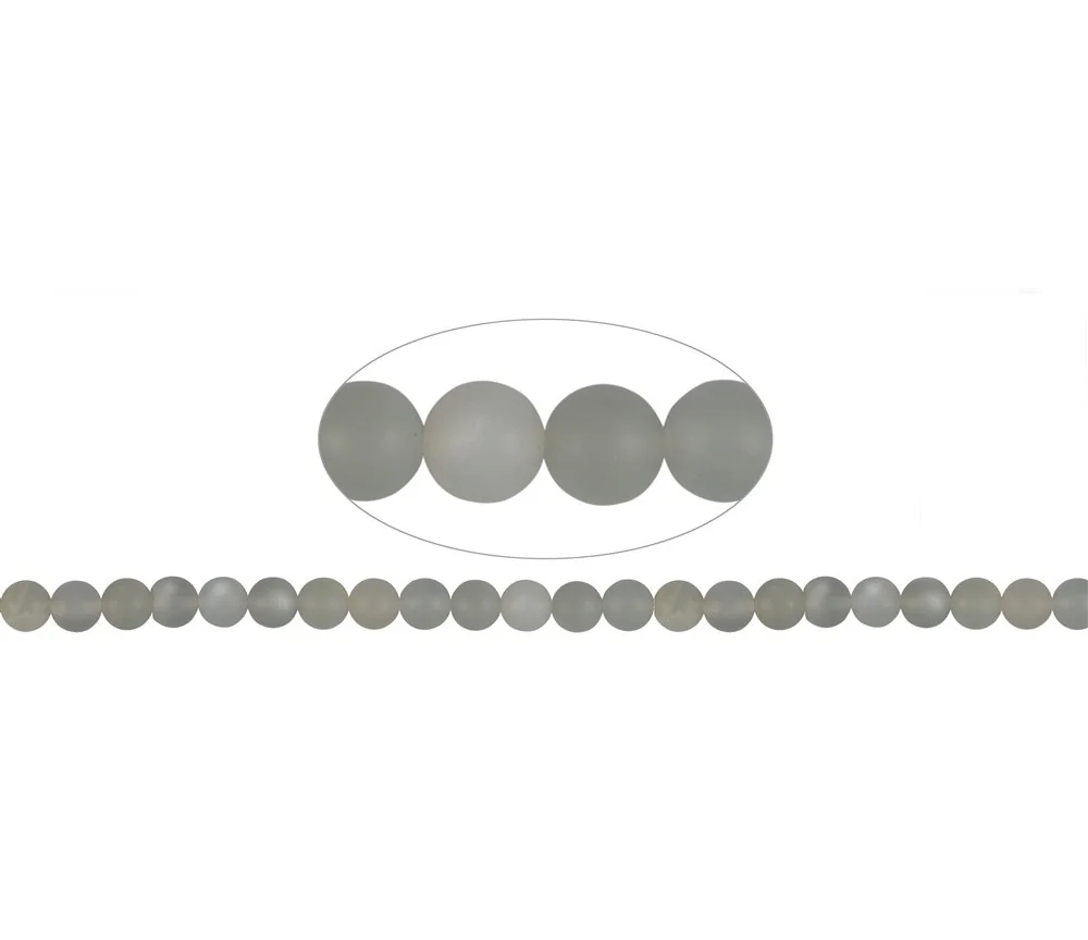 Heilstein & Edelstein-Strang - Kugeln, Mondstein (silbergrau), matt, 08mm (38 cm)