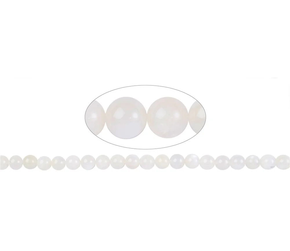 Heilstein & Edelstein-Strang - Kugeln, Mondstein (weiß), 08mm (39 cm)