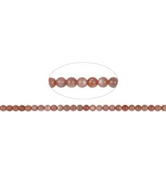 Heilstein & Edelstein-Strang - Kugeln, Mondstein (orange), 08mm