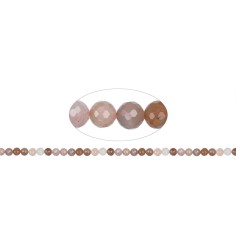 Heilstein & Edelstein-Strang - Kugeln, Mondstein (bunt), facettiert, 06mm