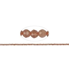 Heilstein & Edelstein-Strang - Kugeln, Mondstein (orange), facettiert, 03mm