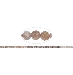 Heilstein & Edelstein-Strang - Kugeln, Mondstein (braun/bunt), facettiert, 03mm