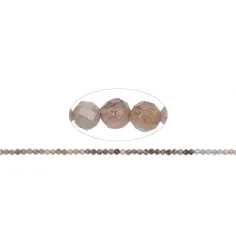 Heilstein & Edelstein-Strang - Kugeln, Mondstein (braun/bunt), facettiert, 03mm