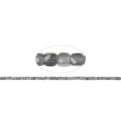 Heilstein & Edelstein-Strang - Würfel, Mondstein (grau), facettiert, 04mm