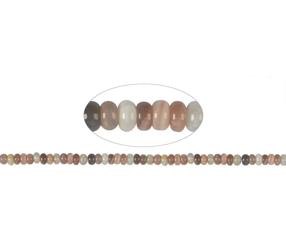 Heilstein & Edelstein-Strang - Button, Mondstein (bunt), 05 x 08mm