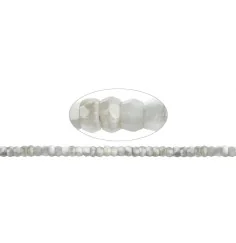 Heilstein & Edelstein-Strang - Button, Mondstein, facettiert, 05-06 x 08-09mm