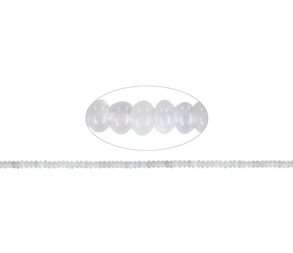 Heilstein & Edelstein-Strang - Button, Mondstein (silbergrau), 03 x 05mm