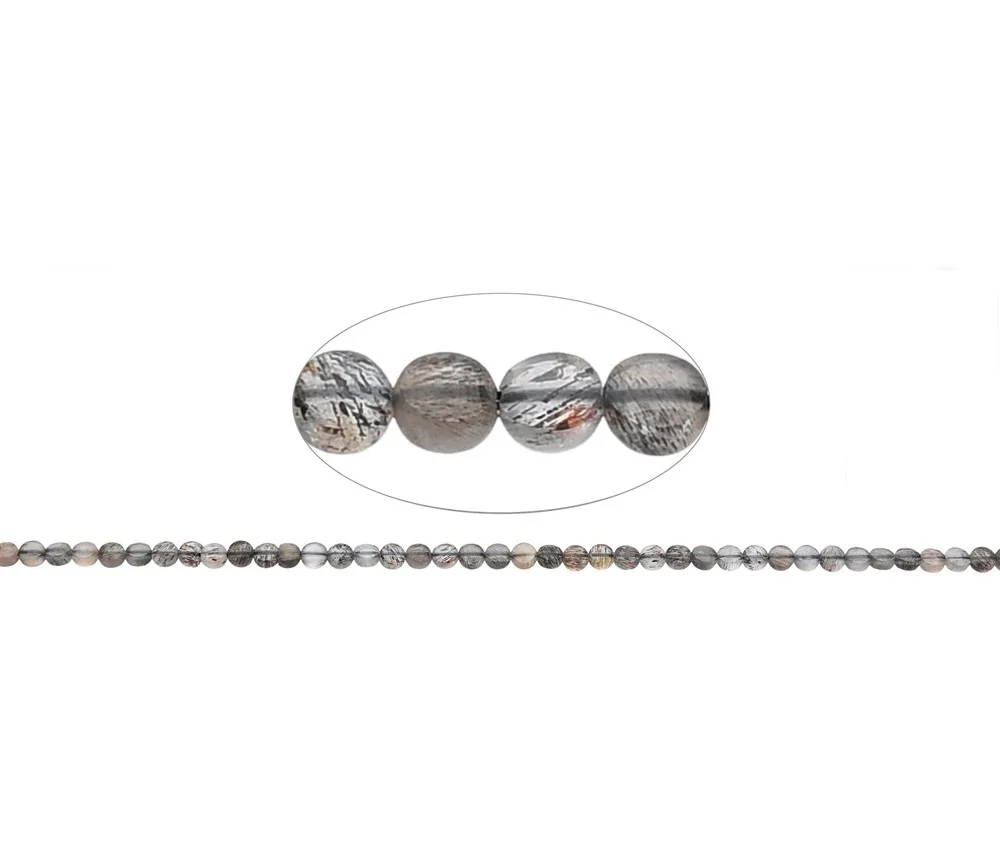 Heilstein & Edelstein-Strang - Scheibe/Coin, Mondstein (dunkel), facettiert, 04mm