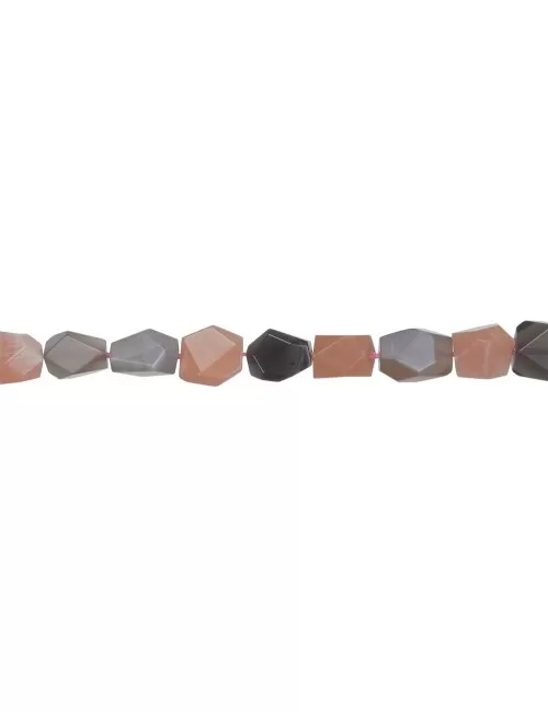 Heilstein & Edelstein-Strang - Nuggets, Mondstein (bunt), facettiert, 12 x 10mm