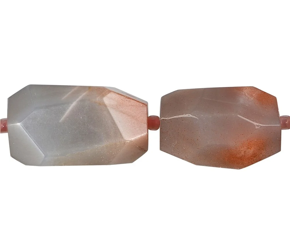 Heilstein & Edelstein-Strang - Nuggets, Mondstein, facettiert, 22-30 x 14-16mm