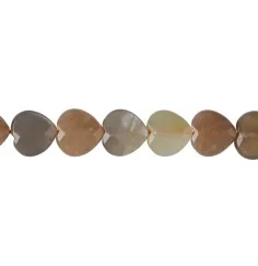 Heilstein & Edelstein-Strang - Herzen, Mondstein, facettiert, 12 x 12mm