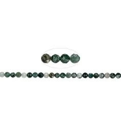 Heilstein & Edelstein-Strang - Kugeln, Moosachat, facettiert, 04mm