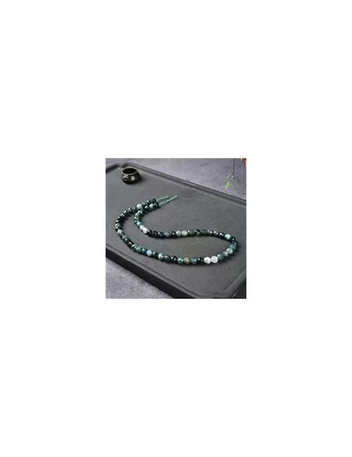 Heilstein & Edelstein-Strang - Kugeln, Moosachat, facettiert, 06mm