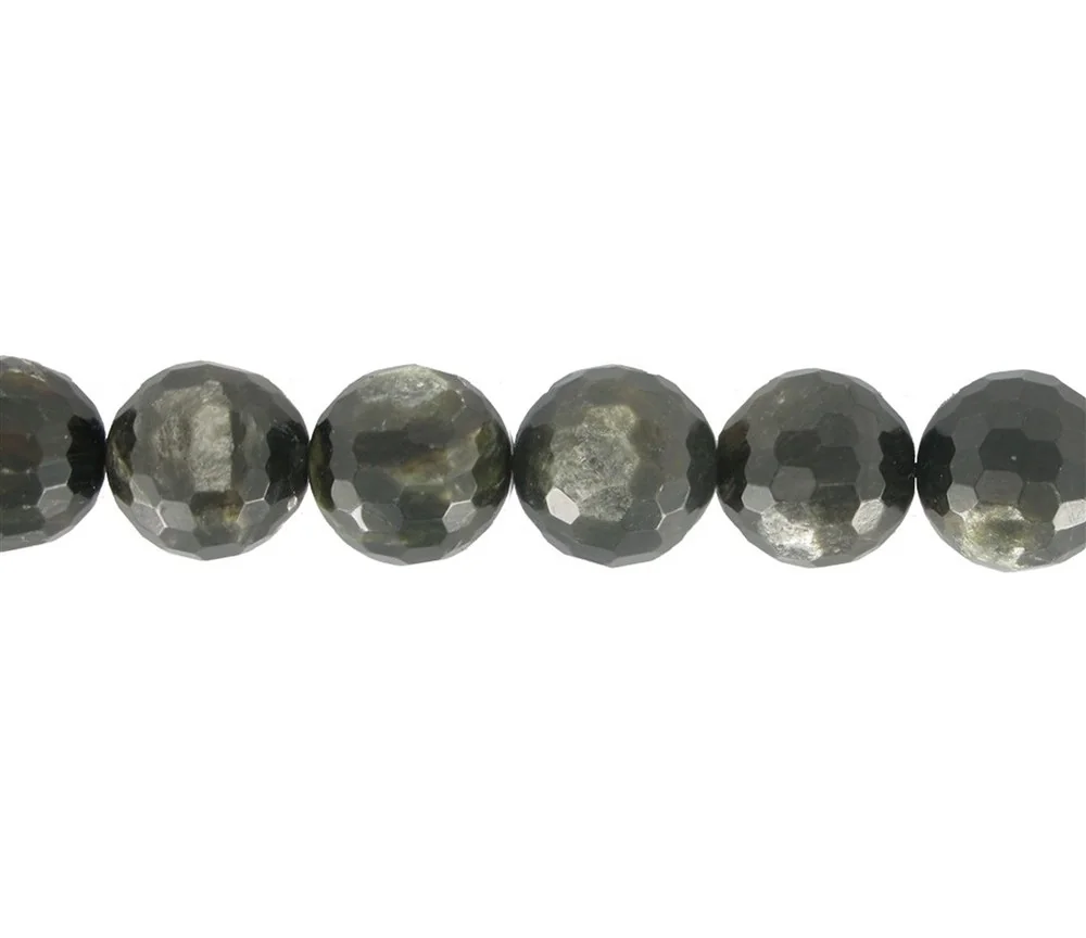 Heilstein & Edelstein-Strang - Kugeln, Muskovit-Glimmer (stab.), facettiert, 12mm