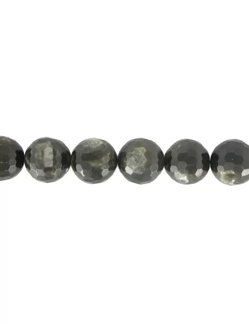 Heilstein & Edelstein-Strang - Kugeln, Muskovit-Glimmer (stab.), facettiert, 12mm