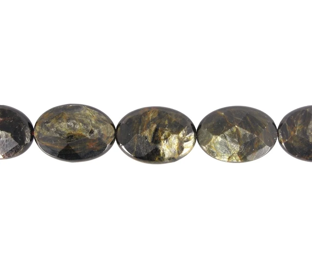Heilstein & Edelstein-Strang - Linse, Muskovit-Glimmer, facettiert, 25 x 18mm