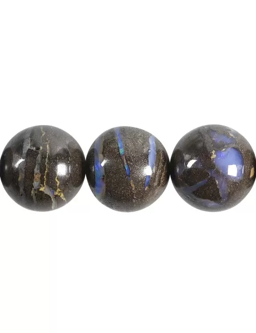 Heilstein & Edelstein-Strang - Kugeln, Boulder-Opal, 19,5 - 25mm, Unikat Nr. 05