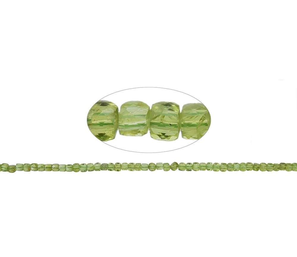 Heilstein & Edelstein-Strang - Würfel, Peridot, facettiert, 04mm (39cm)