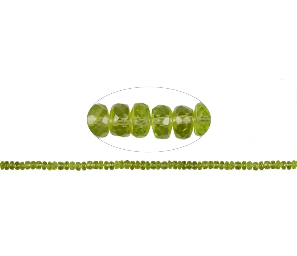 Heilstein & Edelstein-Strang - Button/Scheibchen, Peridot, facettiert, 02 x 05-06mm