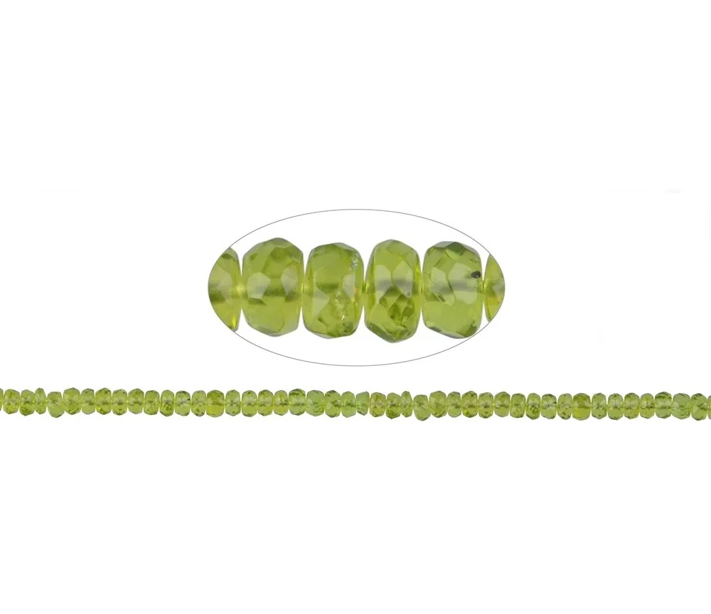 Heilstein & Edelstein-Strang - Button, Peridot, facettiert, 03 x 05mm