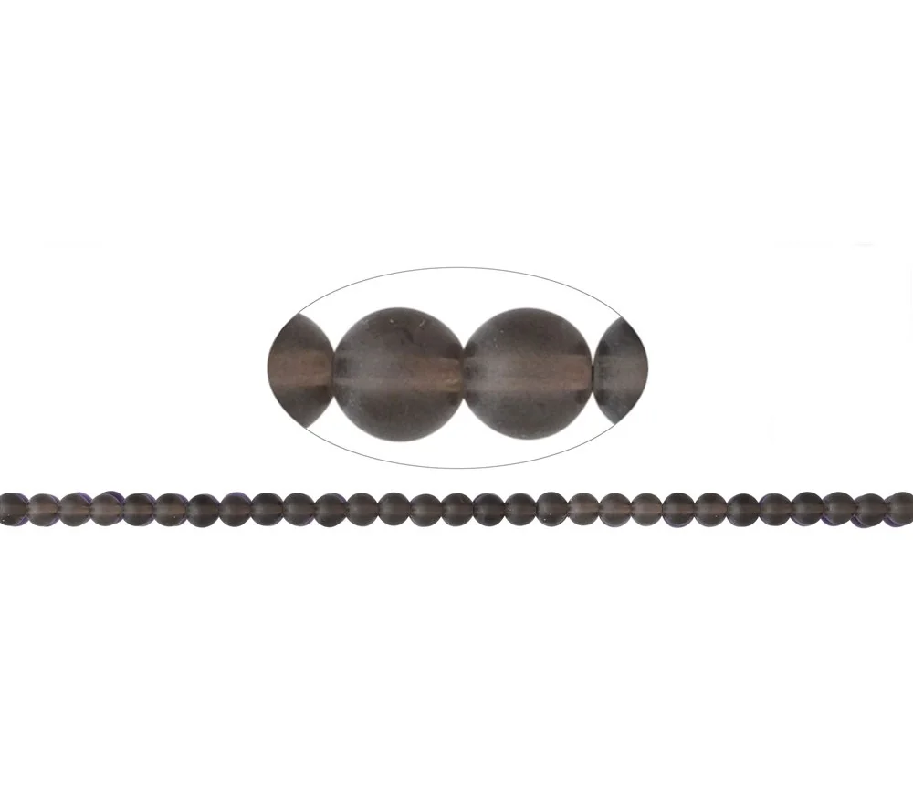 Heilstein & Edelstein-Strang - Kugeln, Rauchquarz, matt, 06mm (39cm)