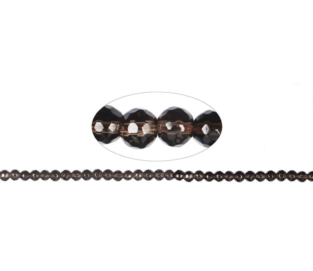 Heilstein & Edelstein-Strang - Kugeln, Rauchquarz, facettiert, 06mm