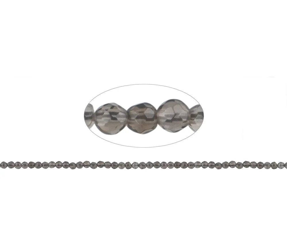 Heilstein & Edelstein-Strang - Kugeln, Rauchquarz, facettiert, 03mm