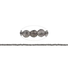 Heilstein & Edelstein-Strang - Kugeln, Rauchquarz, facettiert, 02mm, 39cm