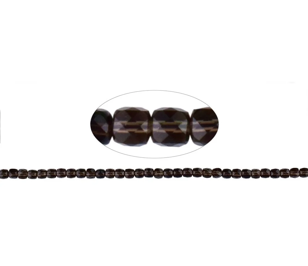Heilstein & Edelstein-Strang - Würfel, Rauchquarz, facettiert, 04,5mm