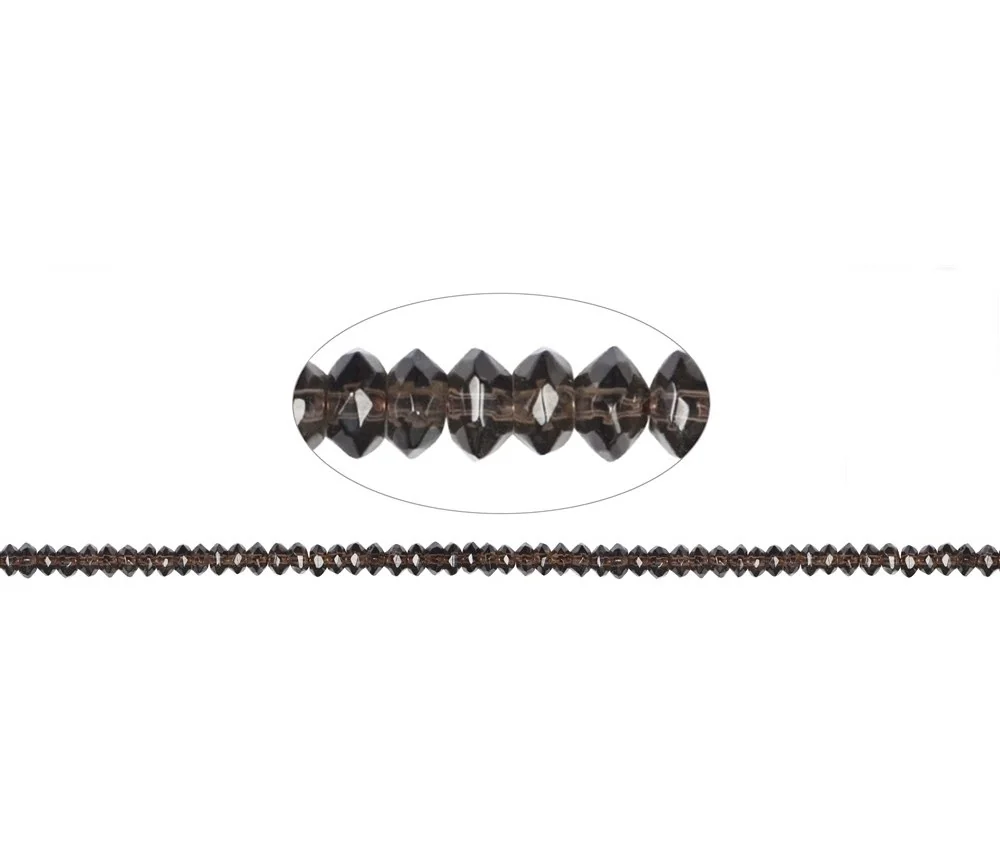 Heilstein & Edelstein-Strang - Button, Rauchquarz, facettiert, 06mm