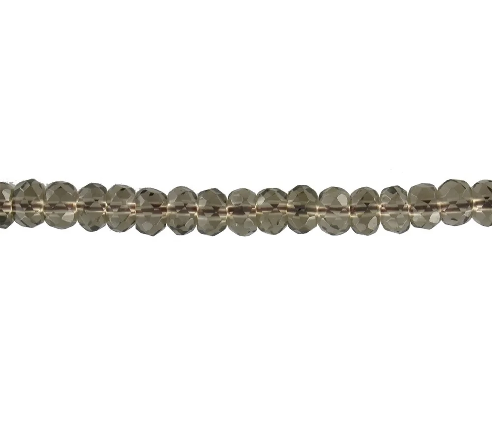 Heilstein & Edelstein-Strang - Button, Rauchquarz, facettiert, 08mm