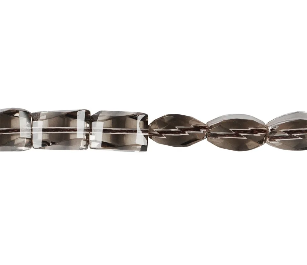 Heilstein & Edelstein-Strang - Nuggets, Rauchquarz A, facettiert, 13 x 10mm