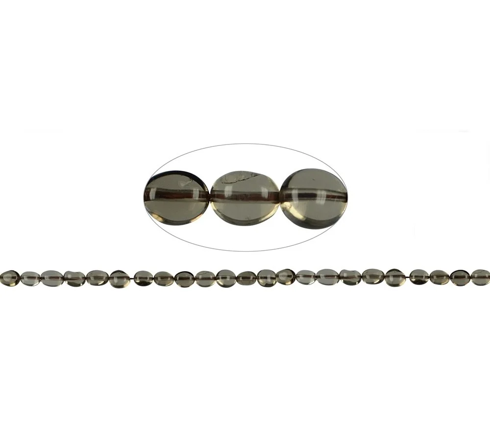 Heilstein & Edelstein-Strang - Nuggets flach, Rauchquarz, 05-08 x 03-05mm