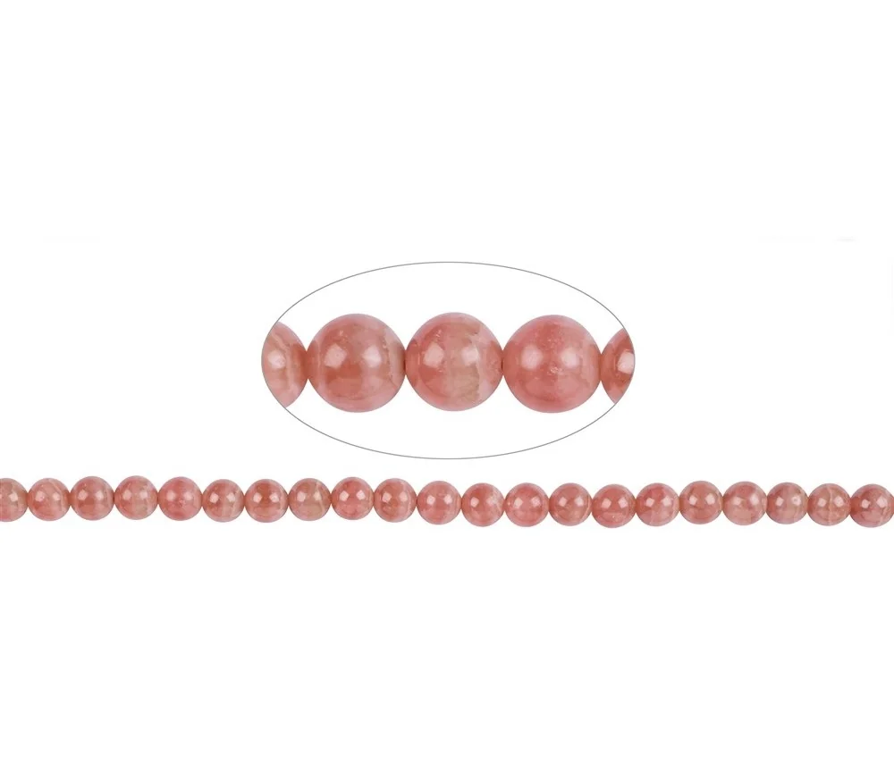 Heilstein & Edelstein-Strang - Kugeln, Rhodochrosit extra, 06-07mm (39cm)