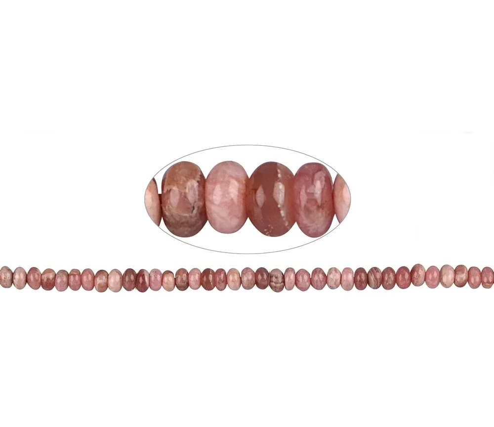 Heilstein & Edelstein-Strang - Button, Rhodochrosit, 03-04 x 06mm