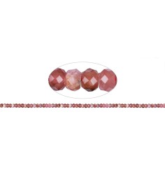 Heilstein & Edelstein-Strang - Button, Rhodochrosit, facettiert, 02-03 x 04mm