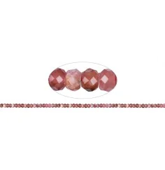 Heilstein & Edelstein-Strang - Button, Rhodochrosit, facettiert, 02-03 x 04mm