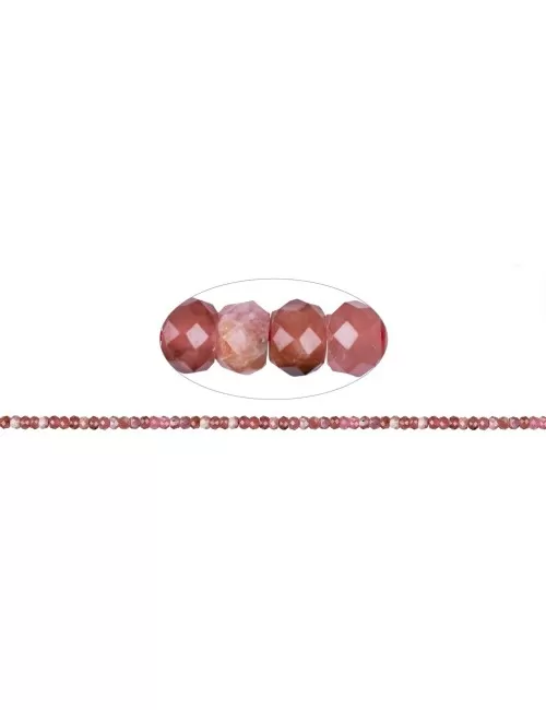 Heilstein & Edelstein-Strang - Button, Rhodochrosit, facettiert, 02-03 x 04mm