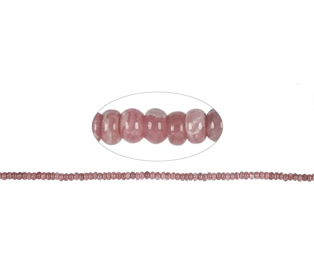 Heilstein & Edelstein-Strang - Button, Rhodochrosit, 04-05 x 06mm