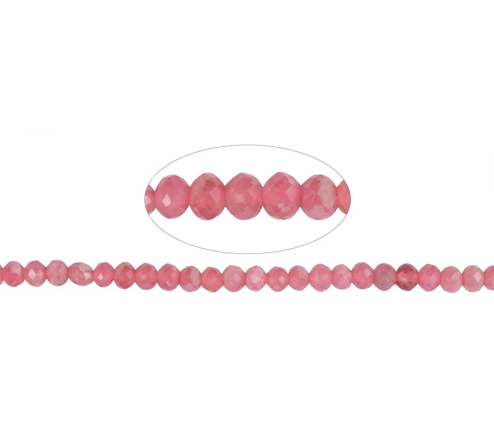 Heilstein & Edelstein-Strang - Button, Rhodochrosit, facettiert, 03,5 x 03mm (39cm)