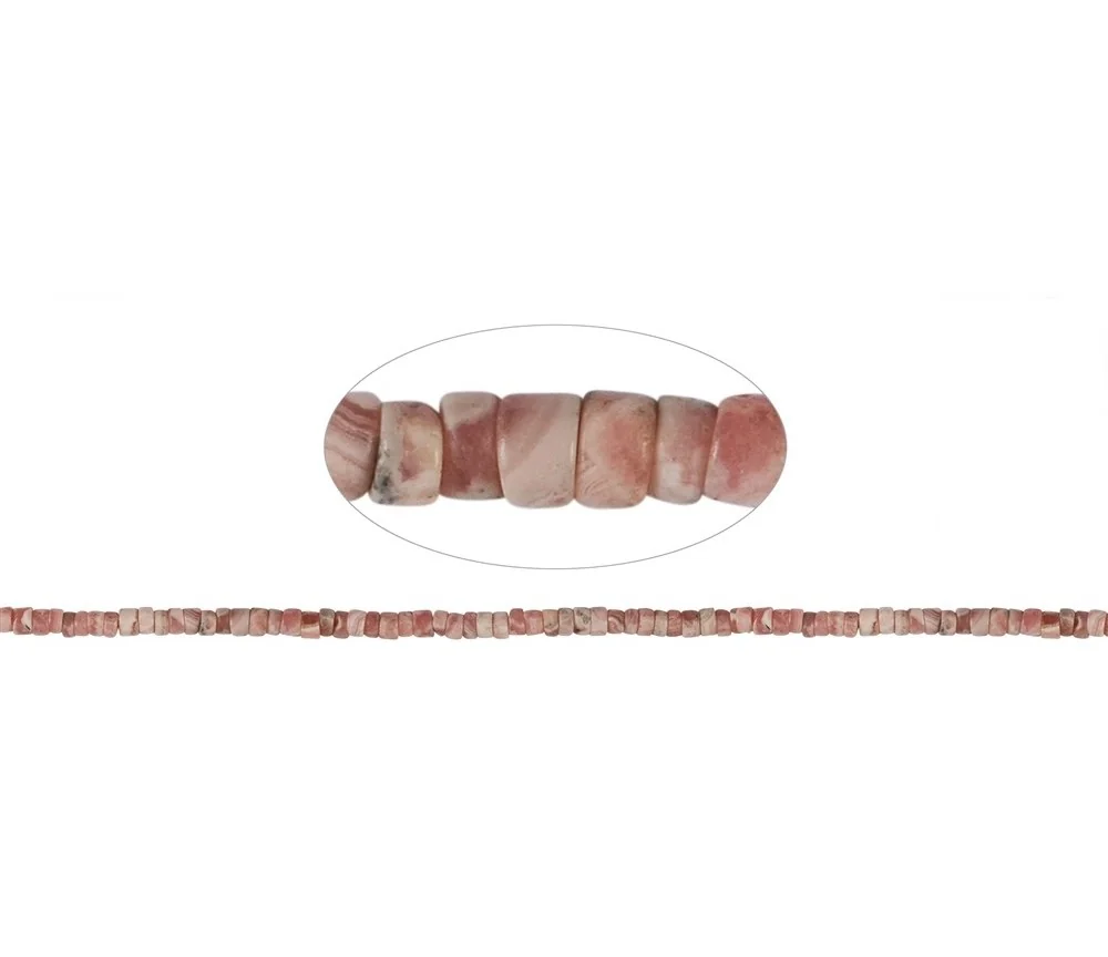 Heilstein & Edelstein-Strang - Zylinder ( Heishi ), Rhodochrosit, 02-03 x 04mm