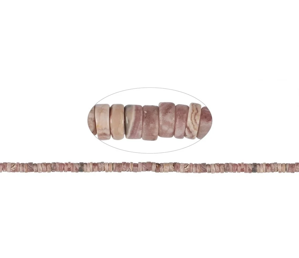Heilstein & Edelstein-Strang - Zylinder ( Heishi ), Rhodochrosit, 02-03 x 06mm