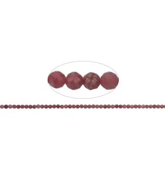 Heilstein & Edelstein-Strang - Kugeln, Rhodonit, facettiert, 03mm (39cm)