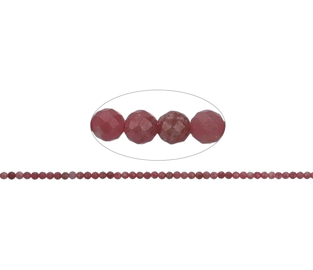 Heilstein & Edelstein-Strang - Kugeln, Rhodonit, facettiert, 03mm (39cm)